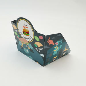 Bandejas personalizadas Eco-Friendly <span class=keywords><strong>Flat</strong></span> Kraft Papelão Papel Comida Para Snacking E Takeaway Hamburger Food Boat Forma Bandeja Com Logotipo - Product Image 4