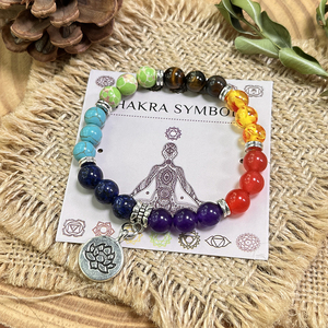 <span class=keywords><strong>Bracelet</strong></span> en perles <span class=keywords><strong>7</strong></span> <span class=keywords><strong>chakras</strong></span> avec pendentif lotus, équilibre énergétique positif, pierre naturelle avec carte symbolique, cadeau spirituel yoga, vente en gros - Product Image 4