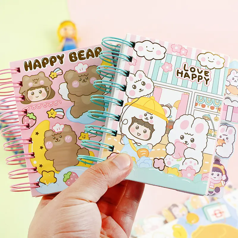 Wholesale School Composition Hard Cover Dotted Spiral Notebook Stationary Sticky Notes Memo Pads For Kids