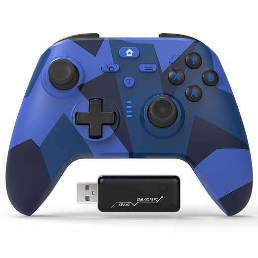 BETMI Guitar Wireless for Controller Adapter with 2.4GHz Dual Vibration Blue