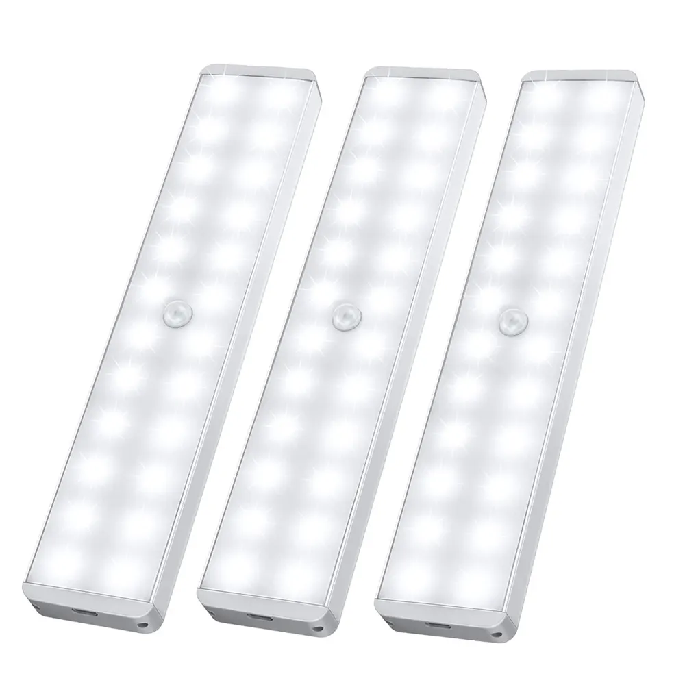 Wireless Stick-Anywhere Night Light Dimmer Rechargeable Motion Sensor Under Cabinet Lighting 24 LED Closet Light