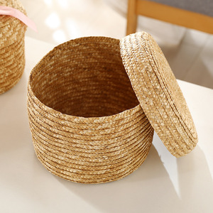 New Round Valentines Day Sea Grass <strong>Gift</strong> <strong>Baskets</strong> Woven Storage <strong>Basket</strong> for <strong>Gift</strong> Packing With Lid - Product Image 3