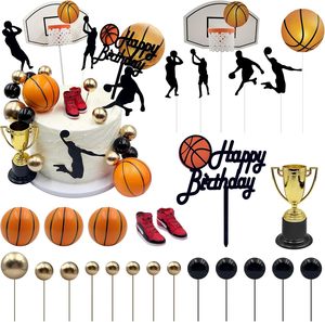 Décorations de gâteau pour basket-ball et football, texte Joyeux <span class=keywords><strong>Anniversaire</strong></span> en mousse <span class=keywords><strong>EVA</strong></span>, idéal pour les garçons, ensemble de fête d'<span class=keywords><strong>anniversaire</strong></span> sur le thème du football - Product Image 4