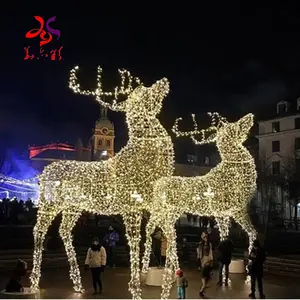 2023 nouveaux produits pour l'extérieur, grande taille de vie led 3d éclairé animal décoration noël renne motif lumières fabricant