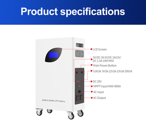 Sistema de almacenamiento de energía solar para el hogar, red híbrida, batería de energía de respaldo, 2560wh, 25,6 V, 2000W, Lifepo4, 5A, todo en uno, 20V, 2 años, 38kg - Product Image 4