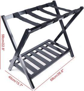 Portaequipajes con Carga de 220 libras para Habitación de Huéspedes Dormitorio de Hotel, Bambú de Alta Calidad, Estante de Almacenamiento Plegable de Madera, Estante Simple de Doble Capa - Product Image 3