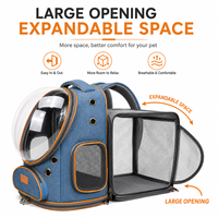 Sac à dos de transport extensible pour animaux de compagnie avec fenêtre transparente, respirant, pour chat, vente en gros, OEM ODM