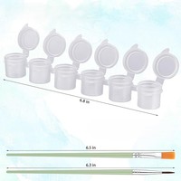 5 pots de peinture vides avec couvercle, 1 bande de 5 ml, avec 2 ensembles de pinceaux