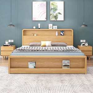 Cadre de <span class=keywords><strong>lit</strong></span> extensible en chêne massif, éco-responsable, avec plateforme de rangement et longueur réglable pour chambre et appartement - Product Image 5