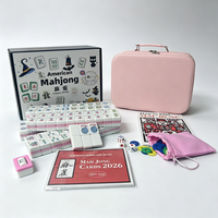 Jeu de Mahjong Américain 166 Tuiles avec Sac Portable en PU – Kit de Jeu de Société pour Fêtes en Famille, Cadeau Idéal pour Adultes et Amateurs de Jeux