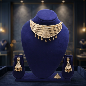 Ensemble de colliers de mode en laiton plaqué or 14K 18K 24K, formage micronique, motif floral traditionnel, vente en gros - Product Image 3
