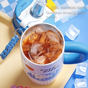 Tazza termica in acciaio inossidabile 316 di alto valore da donna con impugnatura di grande capacità graziosa tazza portatile sottovuoto per regali aziendali - Product Image 3