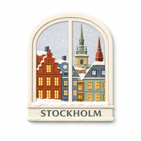 Aimant de réfrigérateur en résine WeiVista, paysage urbain hivernal de Stockholm, cadeau personnalisé en gros pour les souvenirs des fêtes scandinaves