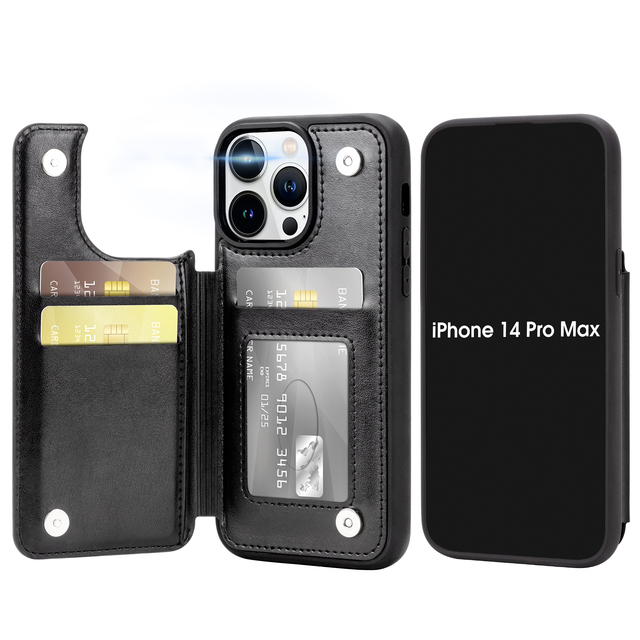 High Quality OEM Leather Phone Case Flip Cover for iPhone 15 12 13 14 Pro Max Mobile Cell Phone Cover With Card Slots Holders