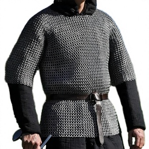 Hauberk de malla de acero dulce de 9 mm – Armadura de malla remachada redonda – Disfraz medieval para LARP y recreación histórica - Product Image 4