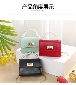 Children <b>Small</b> PVC Jelly Bag Crocodile Grain Pearl Crossbody Strap Kid Coin Purse Wholesale <b>Handbag</b> - Product Image 2