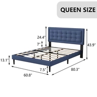 Ensemble de meubles de chambre et de salon en métal au design élégant et moderne, avec cadre de lit plateforme incurvé rembourré, base de lit double/grand lit avec rangement