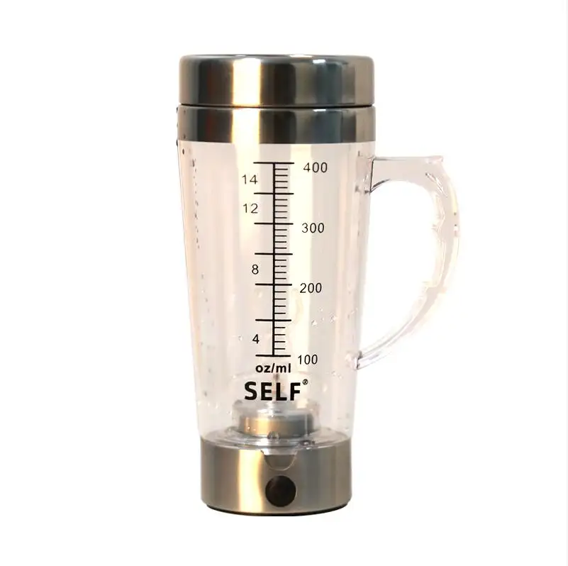 400ml Coffee cup Customized logo auto self stirring mug travel drinking double wall insulated 14oz mug with plastic lid