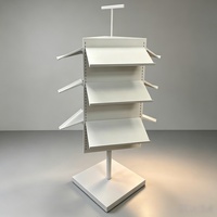 Présentoir de sol triangulaire rotatif à 3 faces avec étagères pliables réglables pour marchandises emballées