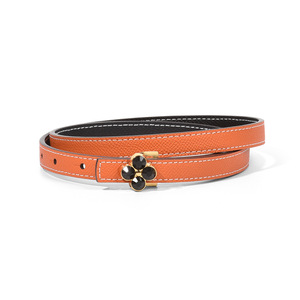 <span class=keywords><strong>Ceinture</strong></span> Fine Réversible Élégante et Simple pour Femme, Style Coréen, avec Boucle Trèfle à Quatre Feuilles en Cuir de Vachette, pour Robe ou Tailleur, Décorative et Ajustable à la Taille - Product Image 4