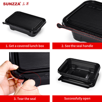 Caja de comida de plástico PP para microondas Sunzza, caja de almacenamiento de alimentos rectangular desechable, Bento/fiambrera para llevar