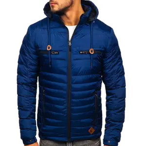 Warm Winter Mens Jacket Custom Contrast Mens Padded Coats Nylon Bubble Puffer Jacket Coat