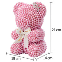Ours en peluche rose perlé brillant, coffret cadeau, prix de gros, fleur artificielle, ours en rose à bulles de diamant