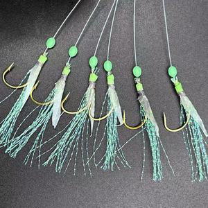 Rigues Sabiki à plumes UV Glow 8 # -18 #   Hameçons de pêche en eau salée avec perles lumineuses, montages Sabiki pour la pêche au bar et à la <span class=keywords><strong>truite</strong></span> en eau salée - Product Image 5