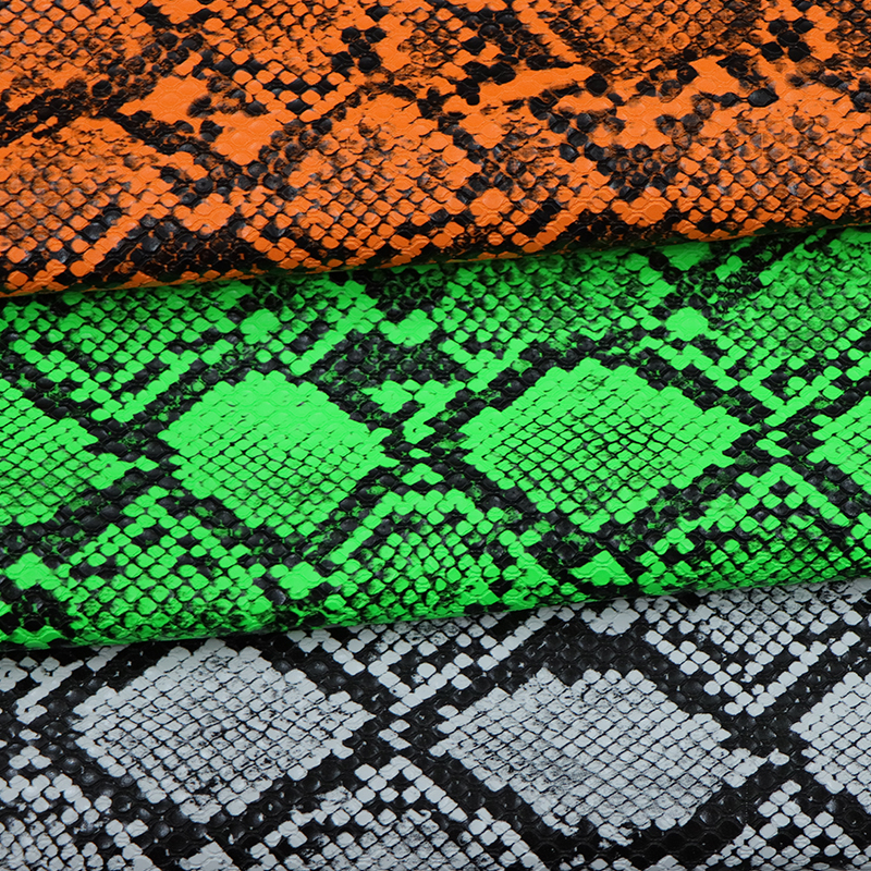 1.0mm High Quality Snake Skin Design Artificial Leather Pyton Anaconda Pattern PU Leather for Bags Shoes Usage