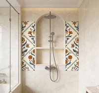 Carrelage en céramique brillant imprimé de motifs floraux, style rétro, pour crédence et sol