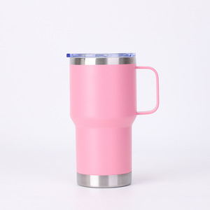 Gobelet isotherme de voyage en acier inoxydable à double paroi de 20 oz avec poignée, revêtement en poudre et logo personnalisé, tasses à café d'extérieur avec couvercle - Product Image 5
