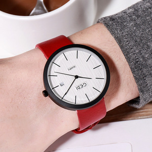 Montre à bracelet en cuir pour homme, très tendance, avec calendrier simple, mouvement à quartz, étanche, personnalisée et simple. - Product Image 4