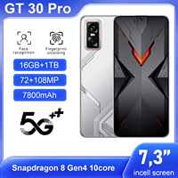 Teléfono Inteligente GT 30 Pro 5G, 16GB+1TB, 8000mAh, Pantalla HD de 7.3 Pulgadas, Cámara de 108MP, Doble SIM/TF, Marco Metálico, Android 15, 120Hz, MTK 62XX, Carga Rápida