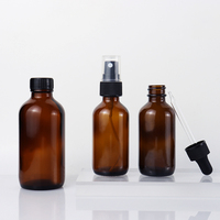 Vente en gros de flacon compte-gouttes d'huile essentielle en verre de Boston rond et ambré transparent de 30ml 60ml 100ml 120ml 2oz 4oz avec couvercles à vis