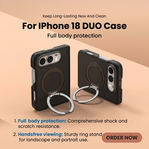Luxury Folding Magnetic Ring Holder Plus <b>Phone</b> <b>Case</b> <b>for</b> 18 Shockproof <b>Case</b> with Metal Column <b>Stand</b> - Product Image 1