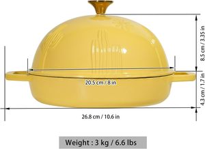 Four à pain <span class=keywords><strong>en</strong></span> <span class=keywords><strong>fonte</strong></span> avec couvercle cloche pour la cuisson Four hollandais émaillé <span class=keywords><strong>jaune</strong></span> avec couvercle dôme pour levain 2.6 qt - Product Image 4