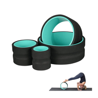 Ensemble de 4 pièces pour le fitness à domicile : Roue de yoga portable légère en EVA, bâton de massage, rouleau de Pilates pour abdominaux et étirements dorsaux