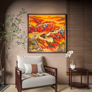 Reproduction artistique en laiton de la Grande Muraille chinoise, cadre en bois massif, <span class=keywords><strong>d</strong></span>écoration murale rectangulaire moderne pour bureau et salon - Product Image 2