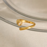 Bague ouverte torsadée vintage Gaovo pour femme, en acier inoxydable plaqué or PVD 18 carats, zircon ovale, empilable, bijou tendance, cadeau