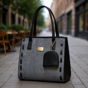 Borsa Vintage da Donna Fana Isadora Cuadriblanco 5, Motivo Pied-de-Poule, Chiusura con Cerniera, Doppi Manici Superiori, per Uso Quotidiano - Product Image 2