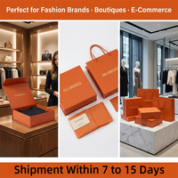 Ensemble de boîtes et sacs en papier haut de gamme, design orange, pliables magnétiquement, pour vêtements personnalisés, pour cadeau