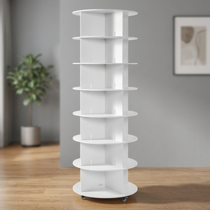 7 Tier White Plastic Rotating <b>Shoe</b> Rack Tower <b>Wheels</b> Closet Shelf Organizer 360 Degree Spinning Minimalist Freestanding Home - Product Image 4
