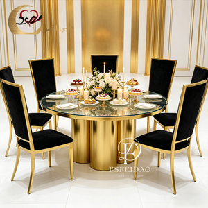 Wedding Design Golden Metal High Back Banquet Hall <b>Dining</b> <b>Chair</b> for Events - Product Image 4