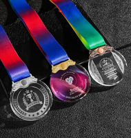 Médaille de sport en cristal MVP Champion Winner Finalist, personnalisable, gravée au laser, or, argent, bronze, avec finition UV, en stock