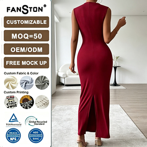 <span class=keywords><strong>Robe</strong></span> moulante froncée sans manches avec fente dorsale pour femme, collection Printemps-Été 2026, style européen et américain, pour le commerce transfrontalier, vente en gros - Product Image 2