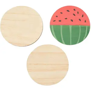 Unfinished Natural Wooden Drink Coasters Circle Cup Cutout For DIY Crafts Wood Round Coasters