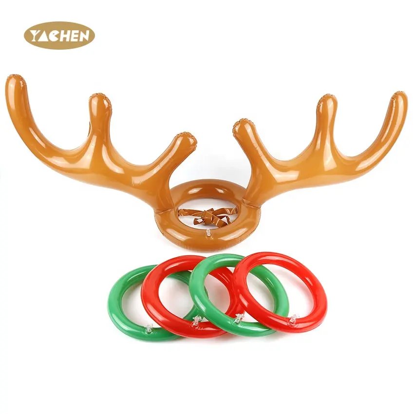 2022 Amazon hot PVC christmas decoration gift reindeer antler throw hoop interactive game inflatable Headgear toys