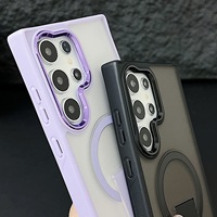 Étui de téléphone magnétique avec béquille invisible pour Samsung S26 Ultra S25 Plus, coque semi-transparente mate et agréable au toucher pour S24