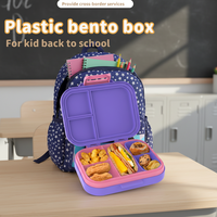 Boîte à lunch bento portable en plastique à 3 compartiments pour enfants, idéale pour le stockage des aliments – Direct Usine