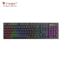 Clavier de jeu T-WOLF T80, 104 touches, clavier filaire USB pour ordinateur, clavier blanc rose pour joueur, clavier LED arc-en-ciel pour PC